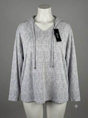 Remplie Gray Hooded, pullover V-Neck Hooded Long Sleeve